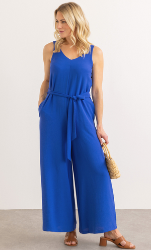 Sleeveless Wide Leg Jumpsuit - Cobalt