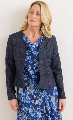Anna Rose Jacquard Peplum Jacket - Midnight