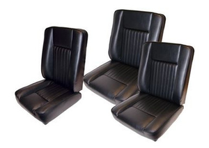 DA4298 - Deluxe Seat Kit for Series Land Rover in Black Vinyl by Britpart - Three Seat Backs and Three Seat Bases