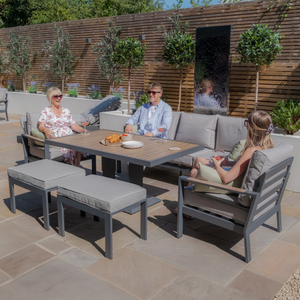 Maze - Vancouver 3 Seat Aluminium Sofa Set with Rising Table & 2 Stools - Dove Grey