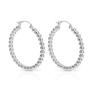 Signature Silver Beaded Hoop Earrings