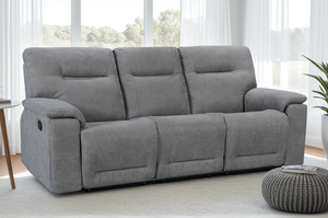 Grey Fabric 3 Seater Manual Recliner Sofa MURCIA