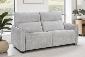 Woven Chenille Grey 3 Seater Electric Recliner Sofa CARRERA