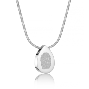 Silver Teardrop Fingerprint Necklace