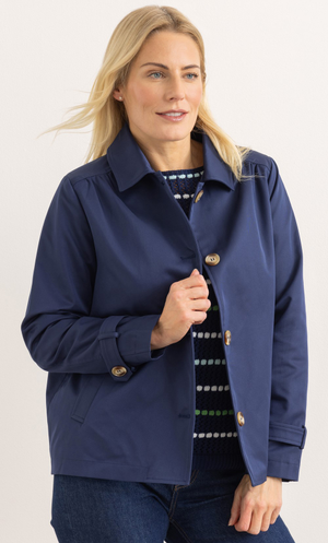 Cropped Trench Coat - Navy
