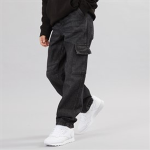 Brave Soul Boys Loose Fit Cargo Jeans Charcoal