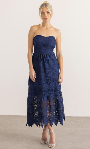 Bandeau Crochet Lace Maxi Dress - Midnight