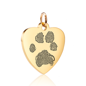 Gold Paw Print Heart Charm