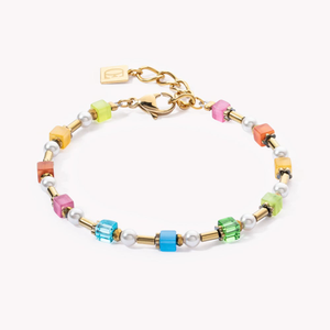 Classic GEOCUBE Bracelet Gold Plated Multicolour Crystal Pearl