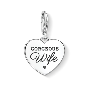 Classic Silver Gorgeous Wife Heart Charm