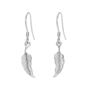 Signature Silver Feather Drop Earrings