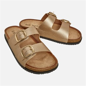 Brave Soul Womens Evie Double Buckle Sandals Rose Gold