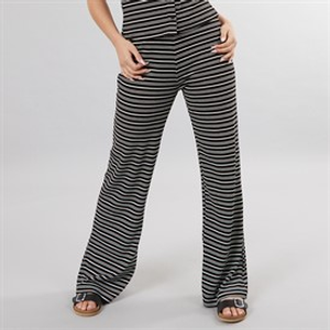 Brave Soul Womens Charlie Jersey Stripe Trousers Black/Cream