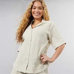 Brave Soul Womens Short Sleeve Shirt Ecru