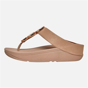 FitFlop Womens Halo Shimmer Toe Post Sandals Beige