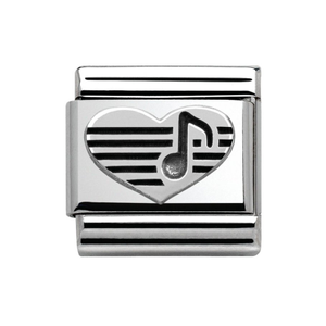 Classic Silver Musical Note Heart Charm