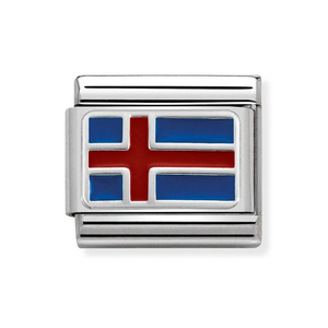 Classic Silver & Enamel Flag Of Iceland Charm