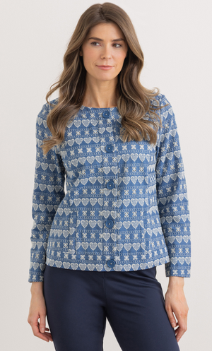 Embroidered Cotton Jacket - Lt/Blue/Ecru