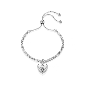 Silver Paw Print Ashes Bracelet