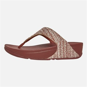 FitFlop Womens Lulu Shimmer Toe Post Sandals Clay Brown
