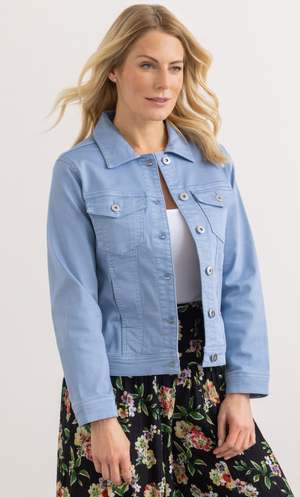 Cotton Blend Jacket - Pale Blue