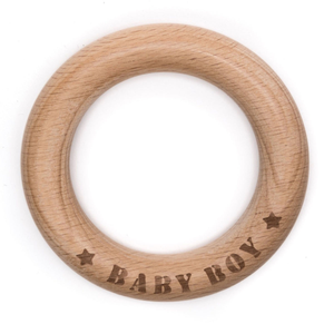 Anneau en bois de dentition 70 mm - Baby Boy