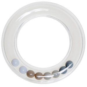 Anneau hochet transparent avec perles 80 mm - Gris