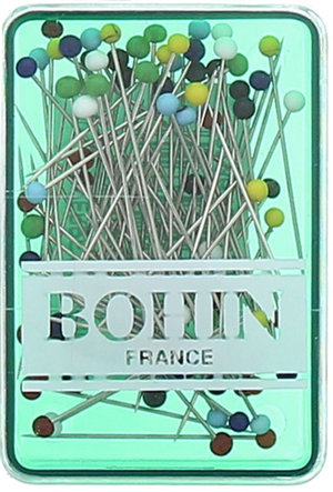 Boite de 80 épingles extra-fines tête de verre assortie Bohin
