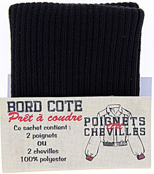 Sachet de 2 poignets bord côte - Noir