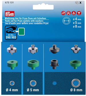 Jeu d´outils pour oeillets avec rondelles 4, 5 et 8 mm
