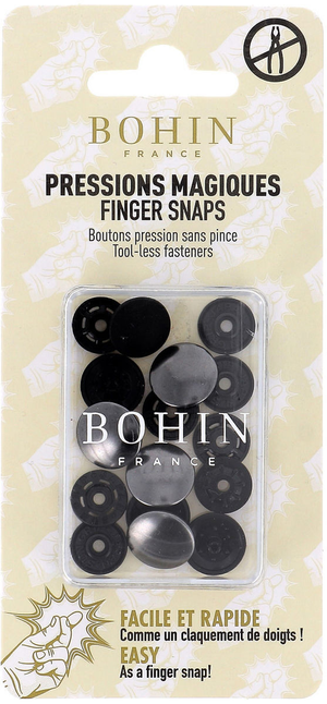 Boutons pression magiques sans pince 14 mm - Finition métal canon de fusil