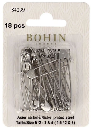 Carte de 18 épingles à nourrice à boule assortiment Bohin