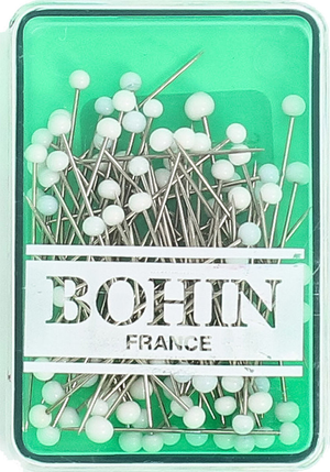 Boite de 80 épingles extra-fines tête de verre blanche Bohin