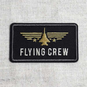Écusson thermocollant Flying Crew avion - Noir et or