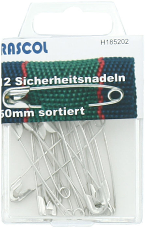 Boite de 12 épingles à nourrice Rascol - Argent 50 mm