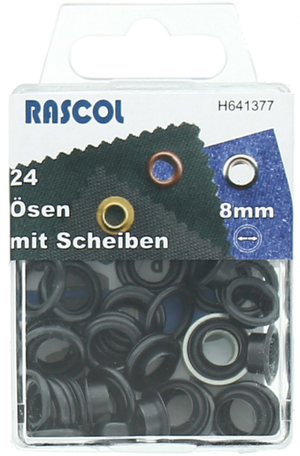 Boite 24 oeillets 8 mm avec outil de pose Rascol - Noir