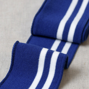 Bord-côte poignets et taille - Bleu roi rayures blanches