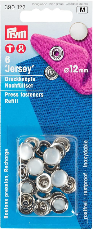 Recharge de 6 boutons pression jersey 12 mm Nacré