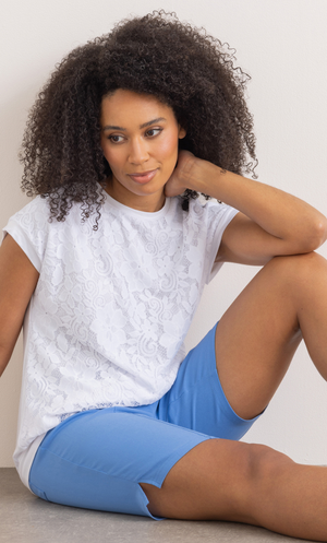 Embellished Pull On Shorts - Blue
