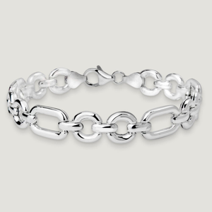 CANDY Cane Silver Round & Rectangular Link Bracelet