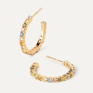 Gold Plated Rainbow Hoop Earrings