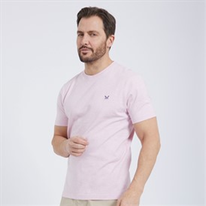 Crew Clothing Mens Round Neck T-Shirt Pink Lady Marl