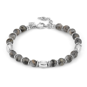Instinct Stainless Steel Grey Jasper Stone Bracelet