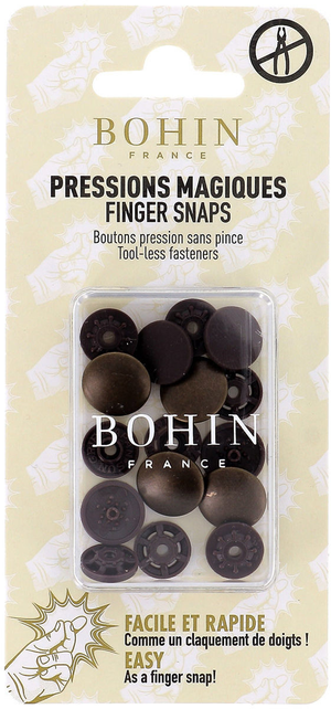 Boutons pression magiques sans pince 14 mm - Finition métal cuivre