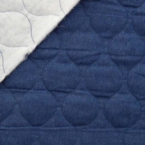 Tissu coton matelassé wave - Denim chambray bleu