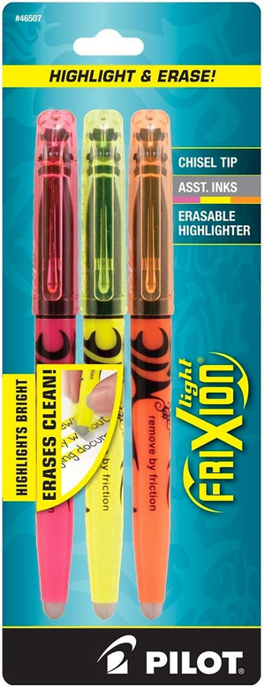 Set de 3 surligneurs effaçables Pilot FriXion Light - Rose, jaune et orange