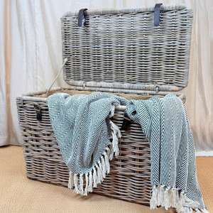 Rectangular Twin Rattan Storage Trunk | Large