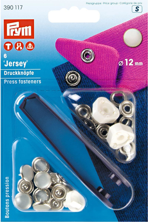 Boite de 6 boutons pression jersey Nacré avec outil 12 mm