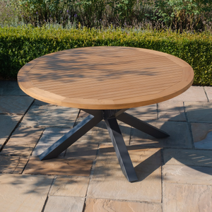 Maze - Jakarta Teak 6 Seat Round Dining Table with Grey Aluminium Frame