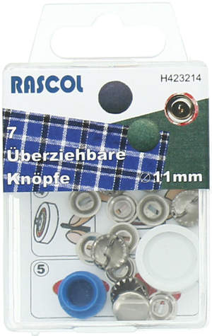 Boite de 7 boutons à recouvrir avec outil Rascol - 11 mm